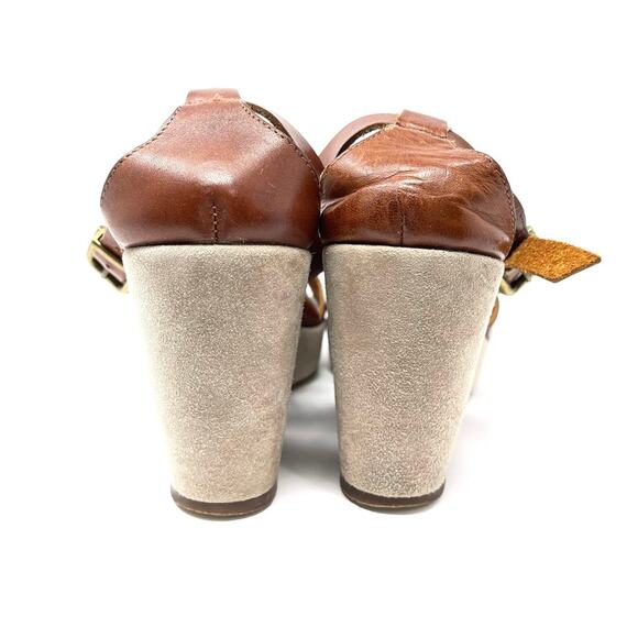 J.Crew Marguerite Brown Leather Strappy Platform Italian Made Wedge Sandal 10 - Picture 6 of 10